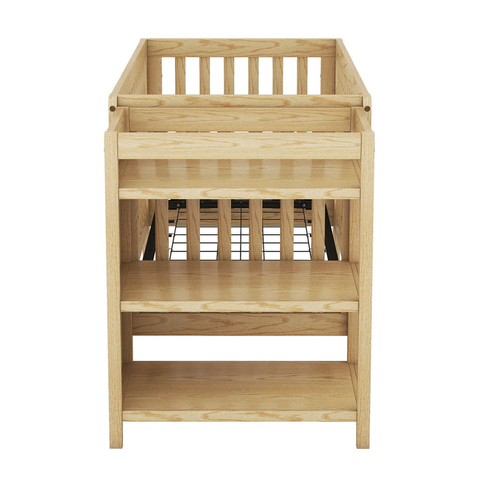 Convertible Crib/Full Size Bed With Changing Table, Natural