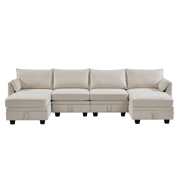 U_Style Modern Large U-Shape Modular Sectional Sofa, Convertible Sofa Bed With Reversible Chaise