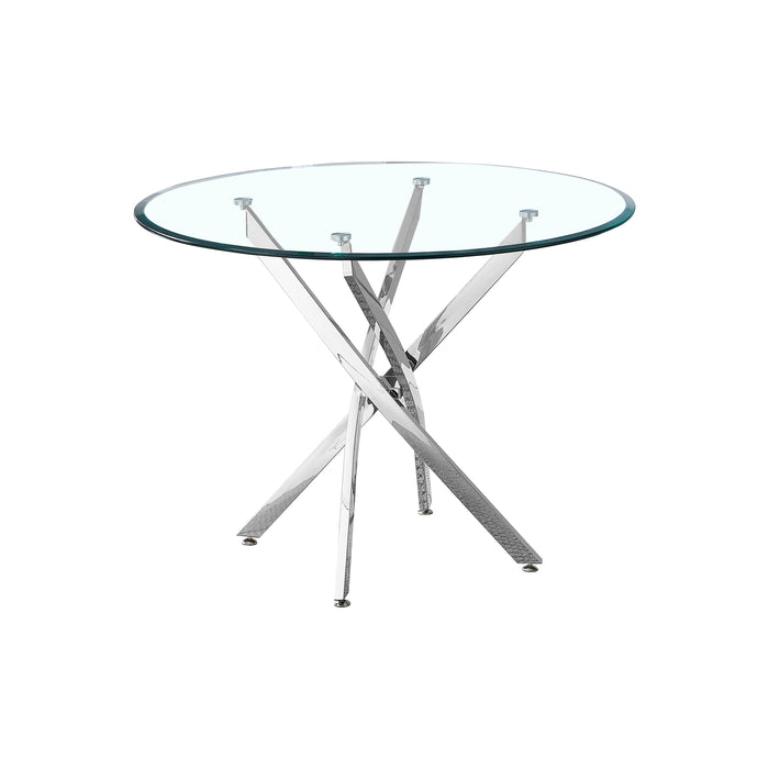 Artisan Contemporary Round Clear Dining Tempered Glass Table With Chrome Legs (Silver)