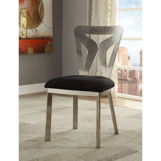 Widforss - Side Chair (Set of 2) - Black Microfiber & Antique Silver Plated Unique Piece Furniture