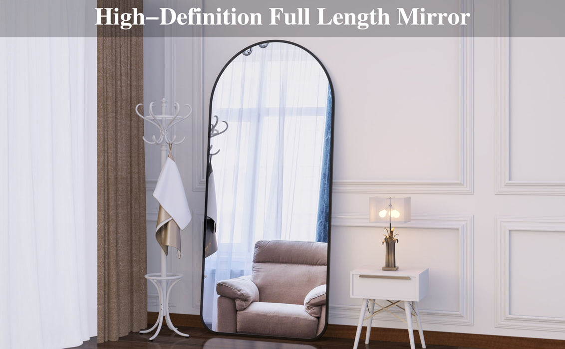 Arch Full Length Mirror 71"×32" Big Full Body Mirror For Bedroom Oversized Floor Mirror Large Standing Mirror Living Room Dressing Mirror Leaning Against Wall, Aluminum Frame, Black