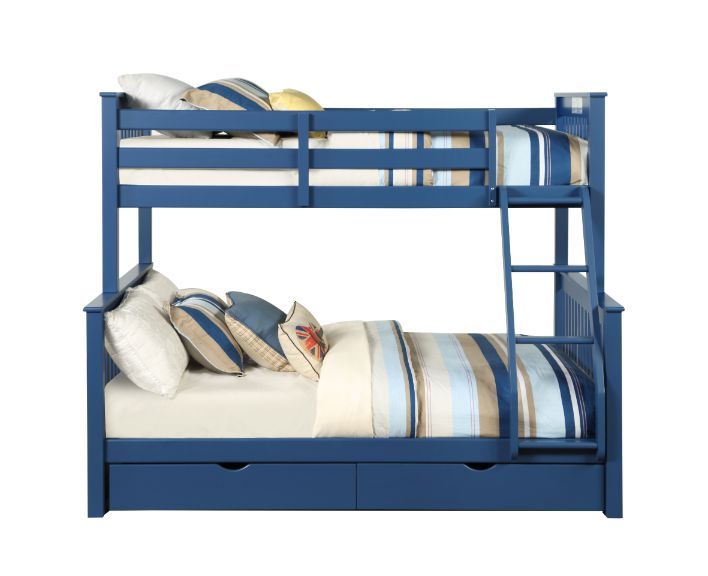 Harley II - Twin Over Full Bunk Bed - Navy Blue Finish Unique Piece Furniture