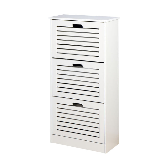 Wooden Shoe Cabinet For Entryway, White Shoe Storage Cabinet With 3 Flip Doors