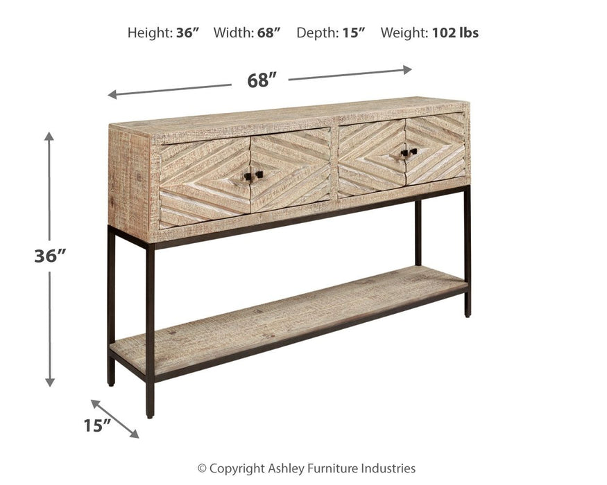 Roanley - Distressed White - Console Sofa Table Unique Piece Furniture