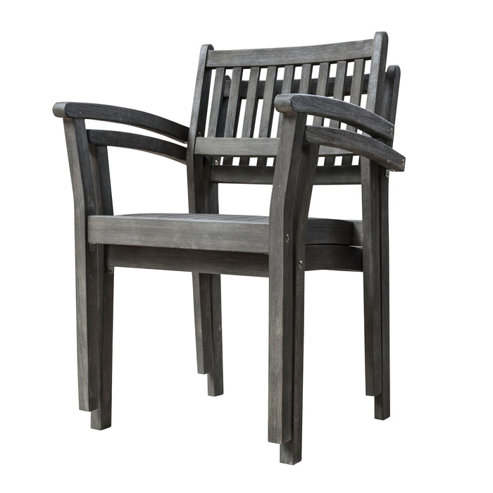 Renaissance Outdoor Patio Hand Scraped Wood Stacking Armchair (Set of 2)