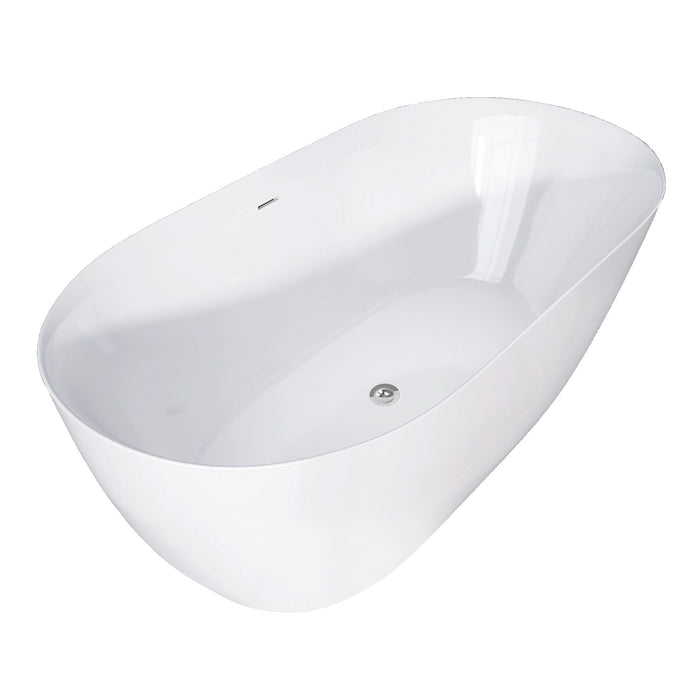 51" Acrylic Free Standing Tub Classic Oval Shape Soaking Tub Adjustable Freestanding Bathtub With Integrated Slotted Overflow And Chrome Pop-Up Drain Anti - Clogging Gloss White