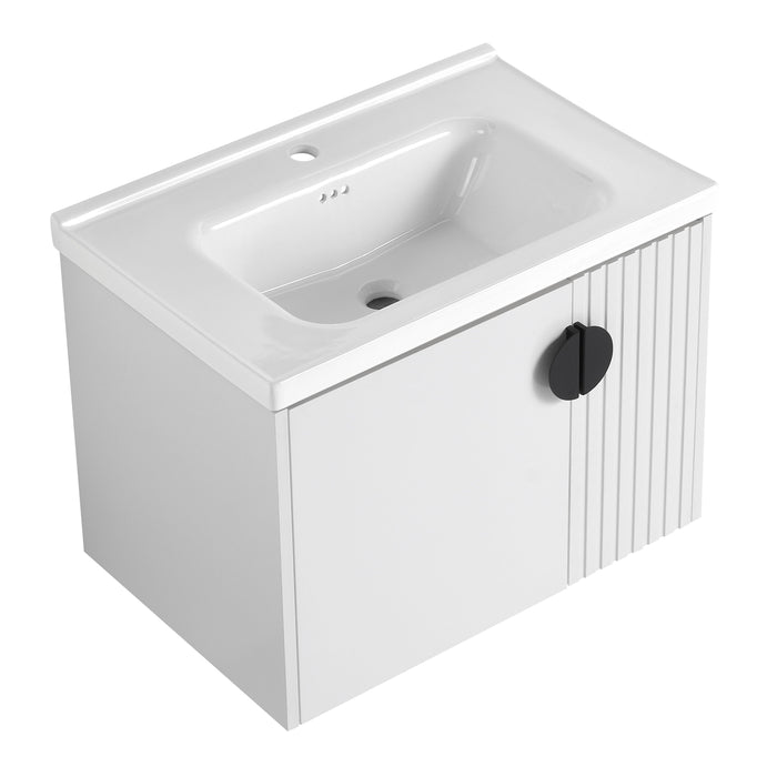 28" Bathroom Vanity With Ceramic Sink, For Small Bathroom, Bathroom Vanity With Soft Close Door - White