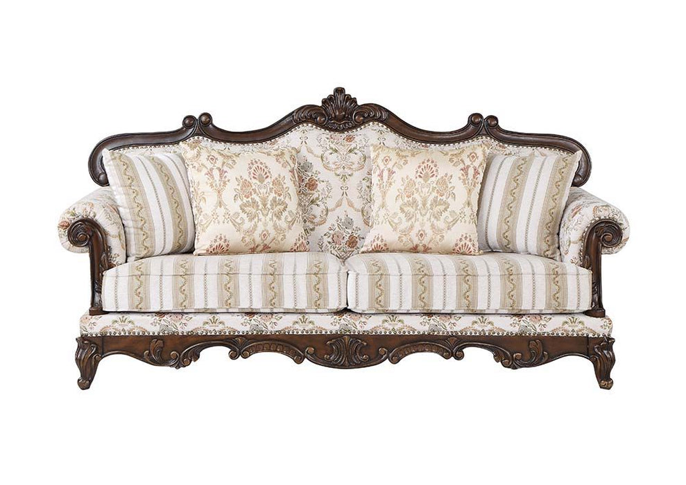 Nayla - Sofa - Pattern Fabric & Walnut Finish Unique Piece Furniture