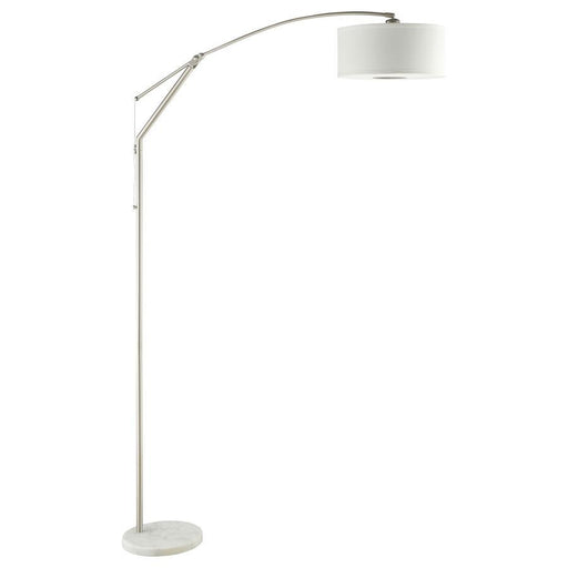 Moniz - Adjustable Arched Arm Floor Lamp - Chrome And White Unique Piece Furniture