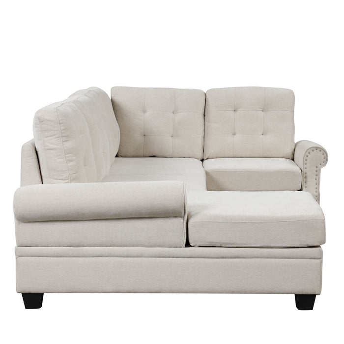 120" Modern U-Shaped Corner Sectional Sofa Upholstered Linen Fabric Sofa Couch For Living Room, Bedroom, Beige