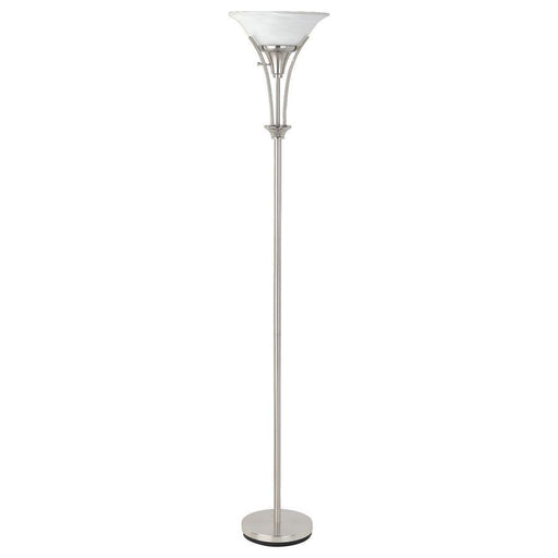 Archie - Floor Lamp With Frosted Ribbed Shade - Brushed Steel Unique Piece Furniture