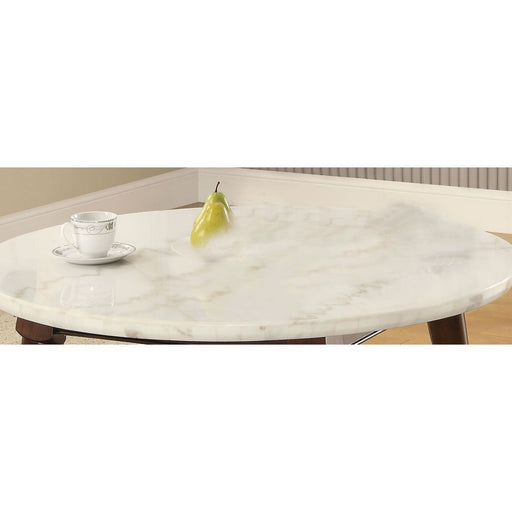 Gasha - Coffee Table - White Marble & Walnut Unique Piece Furniture