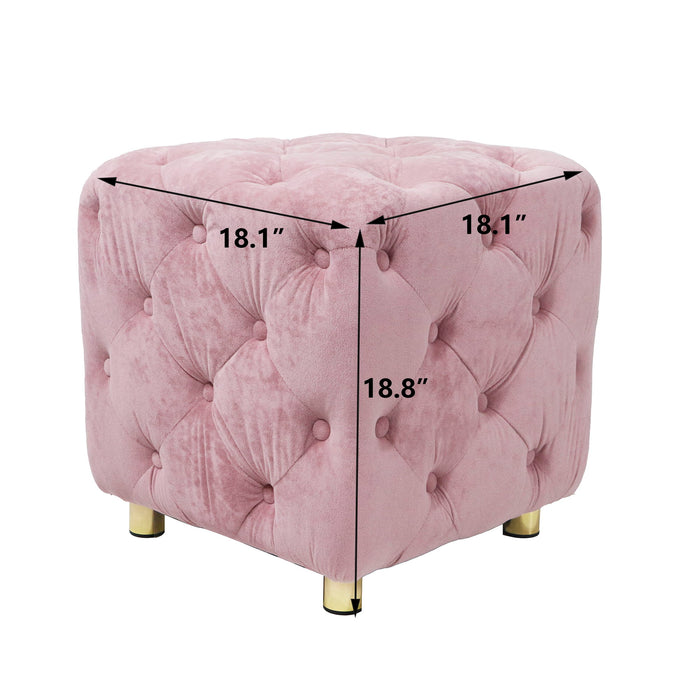 Pink Modern Upholstered Ottoman, Exquisite Small End Table, Soft Foot Stool, Dressing Makeup Chair, Comfortable Seat For Living Room, Bedroom, Entrance