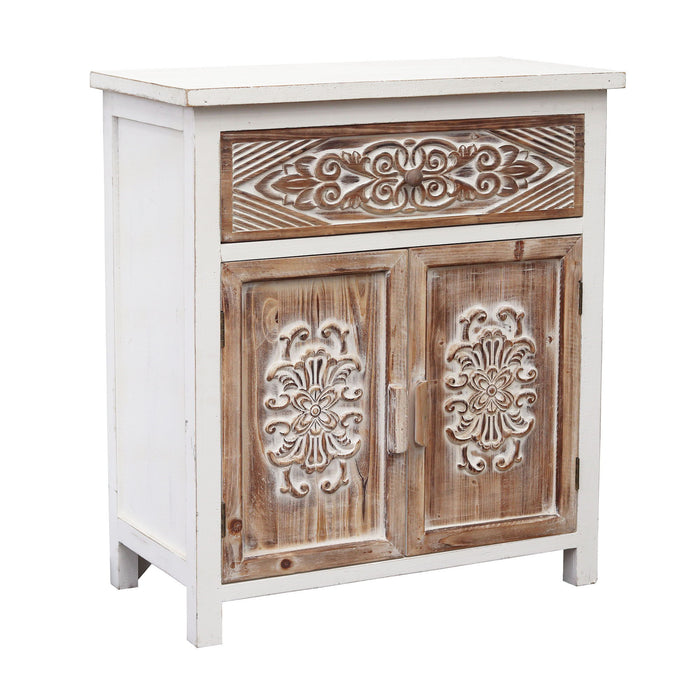 Weathered Wood Cabinet With 1 Drawer And 2 Doors Vintage Accent Storage Cabinet For Entryway, Living Room