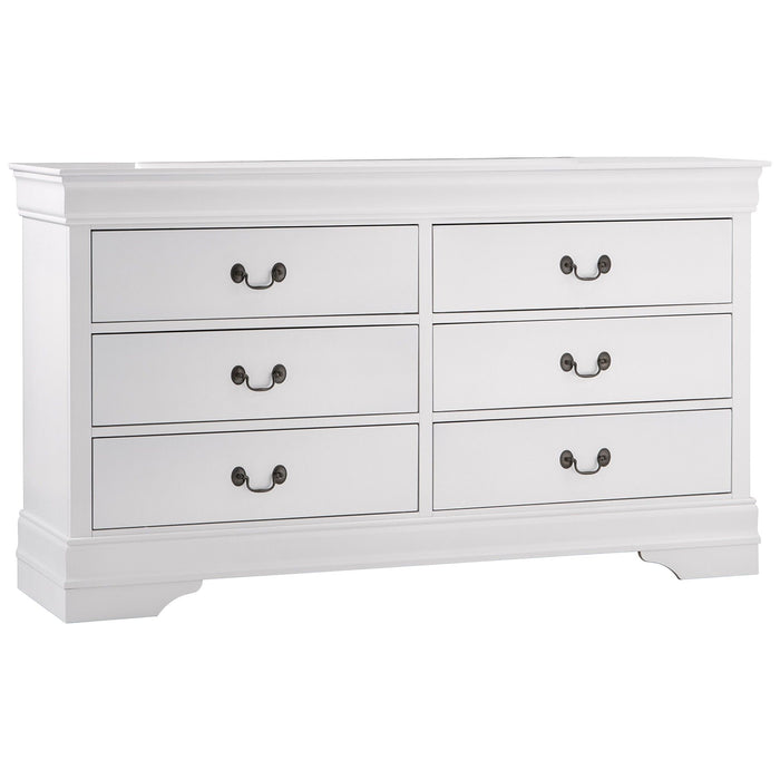 Traditional White Dresser Louis Phillippe Style Antique Drop Handles Classic Bedroom Furniture