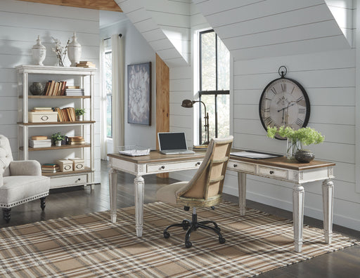Realyn - White / Brown - Home Office L Shaped Desk Unique Piece Furniture