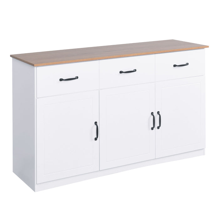 White Buffet Cabinet With Storage, Kitchen Sideboard With 3 Doors And 3 Drawers, Coffee Bar Cabinet, Storage Cabinet Console Table For Living Room