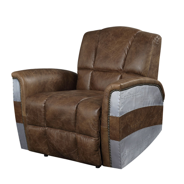 Brancaster - Recliner - Retro Brown Top Grain Leather & Aluminum Unique Piece Furniture