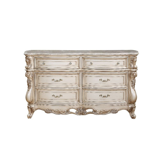 Gorsedd - Dresser - Marble & Antique White Unique Piece Furniture