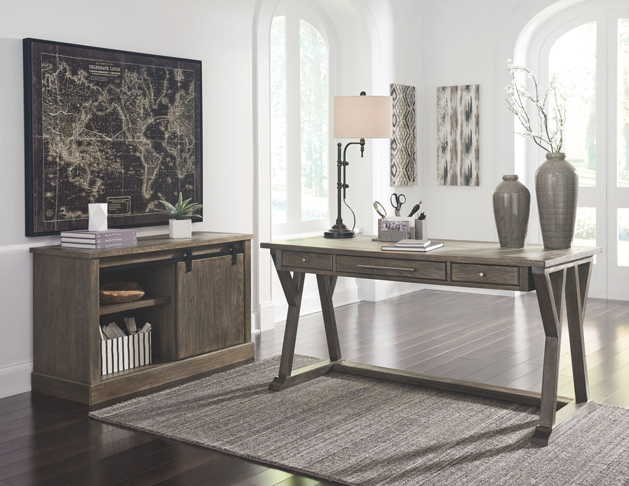 Luxenford - Grayish Brown - Home Office Large Leg Desk Unique Piece Furniture