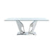 Azriel - Dining Table - Clear Glass & Mirrored Silver Finish Unique Piece Furniture