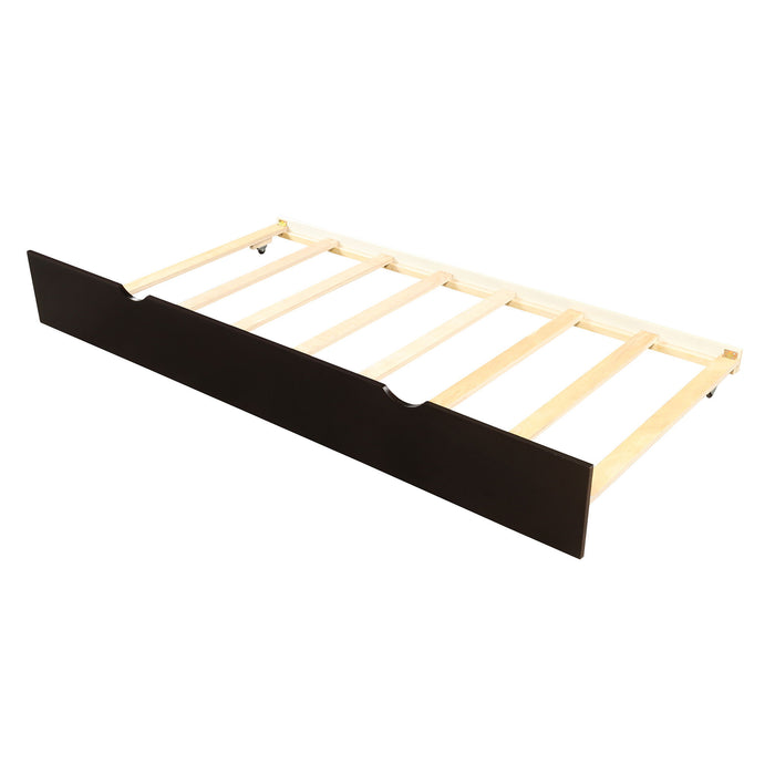 Platform Bed With Twin Size Trundle, Twin Size Frame, Espresso