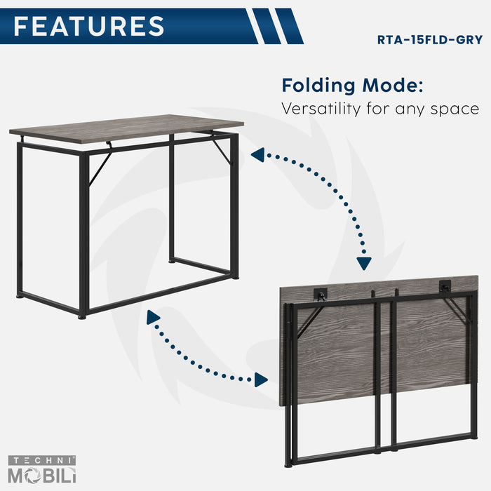 Techni Mobili Space Saving Folding Desk - Grey