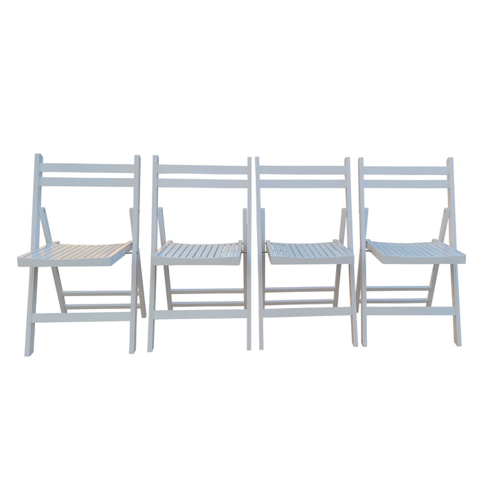 Furniture Slatted Wood Folding Special Event Chair (Set of 4), Folding Chair, Foldable Style - White