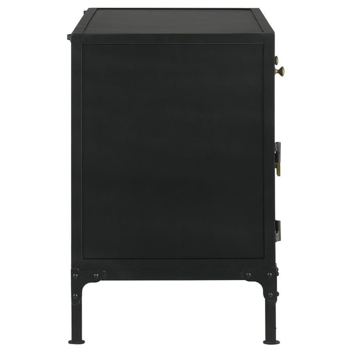 Sadler - 2-Drawer Accent Cabinet With Glass Doors - Black Unique Piece Furniture