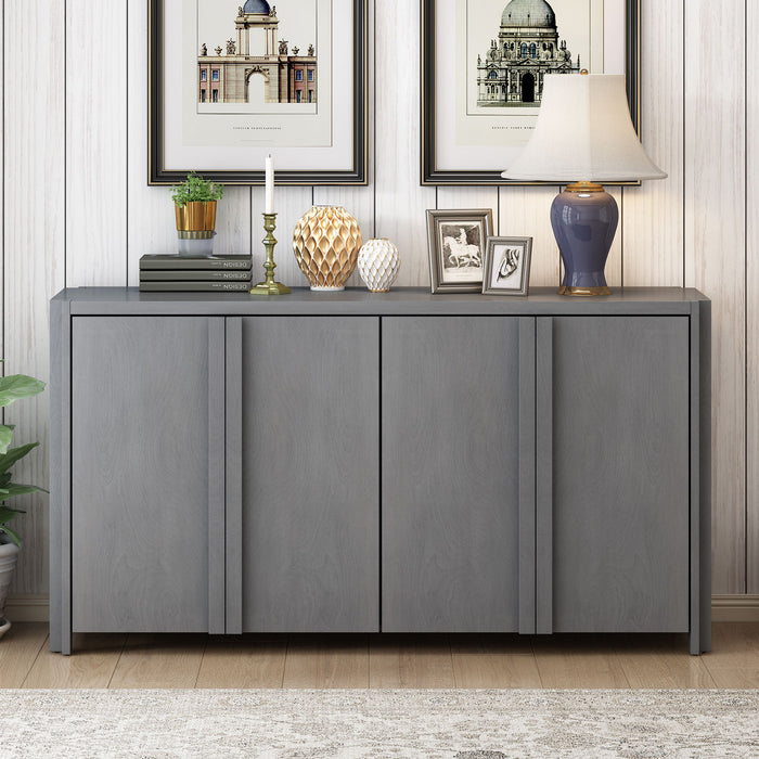 U_Style Designed Storage Cabinet Sideboard With 4 Doors, Adjustable Shelves, Suitable For Living Rooms, Bedrooms, Study Rooms - Gray