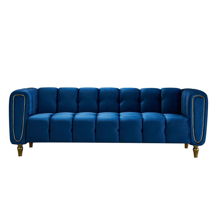 Modern Velvet Sofa For Living Room Blue Color
