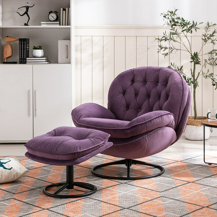 Accent Chair TV Chair Living Room Chair With Ottoman - Purple