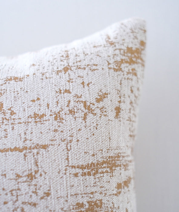 Decorative Beige And Gold Chenille Throw Pillow