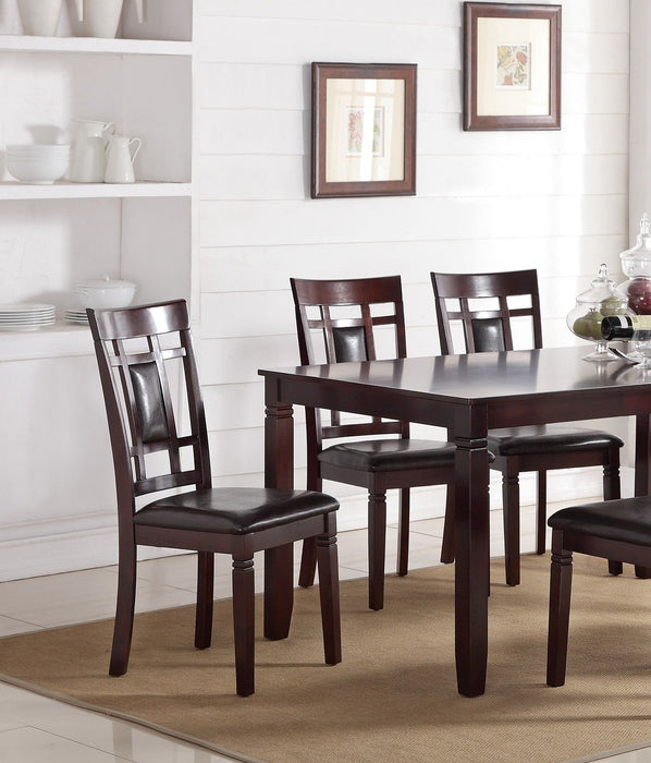 Modern Contemporary 7 Pieces Dining Set Espresso Finish Unique Eyelet Back 6 Side Chairs Cushion Seats Dining Room Furniture