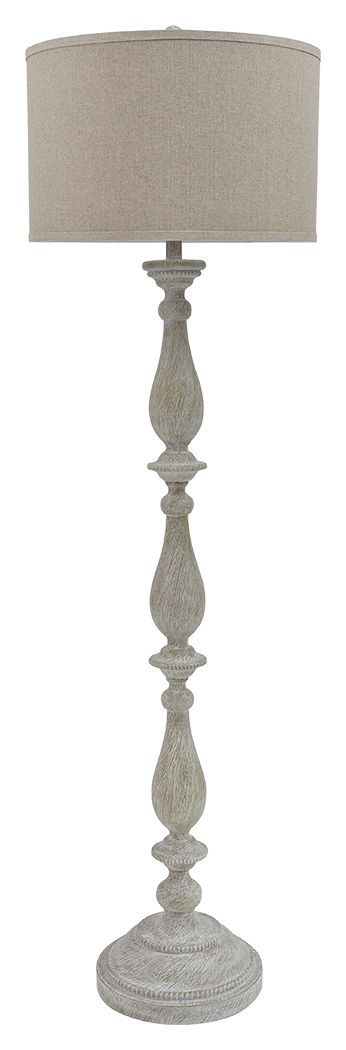 Bernadate - Whitewash - Poly Floor Lamp Unique Piece Furniture