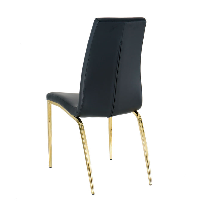 Modern Dining Chairs With Faux Leather Padded Seat Dining Living Room Chairs Upholstered Chair With Gold Metal Legs Design For Kitchen, Living, Bedroom, Dining Room Side Chairs (Set of 4) - Black