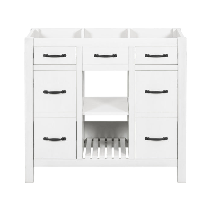 Bathroom Vanity Without Sink, Modern Bathroom Storage Cabinet With 2 Drawers And 2 Cabinets, Solid Wood Frame Bathroom Cabinet (Not Include Basin) - White