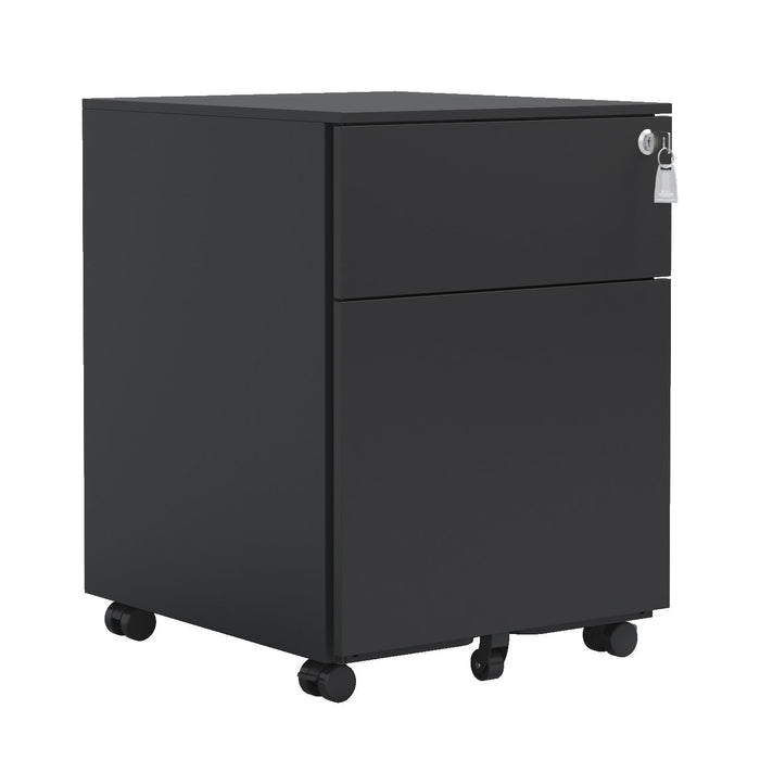 2 Drawer Mobile File Cabinet With Lock Steel File Cabinet For Legal / Letter / A4 / F4 Size, Fully AssembLED Include Wheels, Home / Office Design, Black