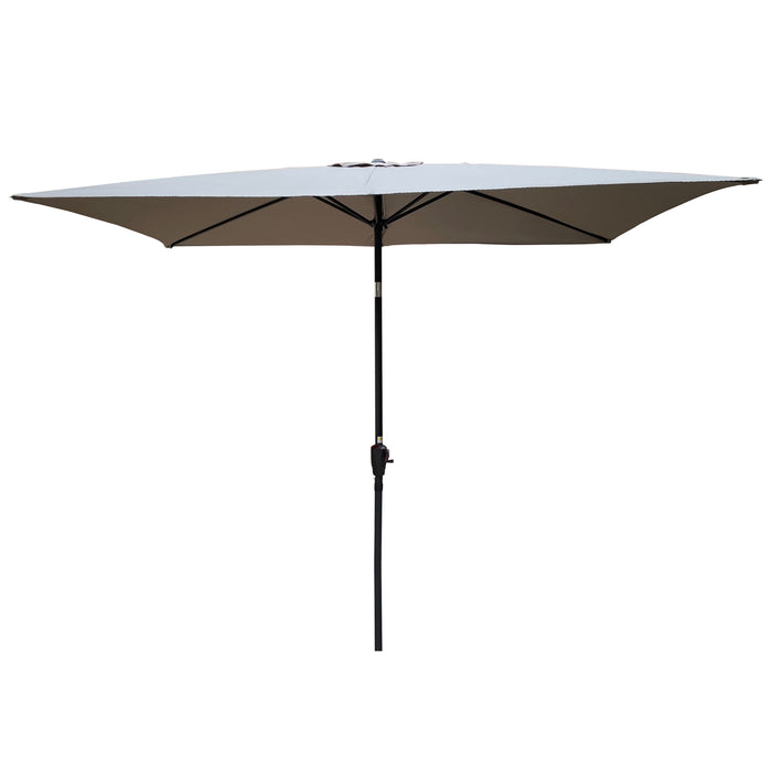 6 X 9 Ft Patio Umbrella Outdoor Waterproof Umbrella With Crank And Push Button Tilt Without Flap For Garden Backyard Pool Swimming Pool Market - Medium Gray