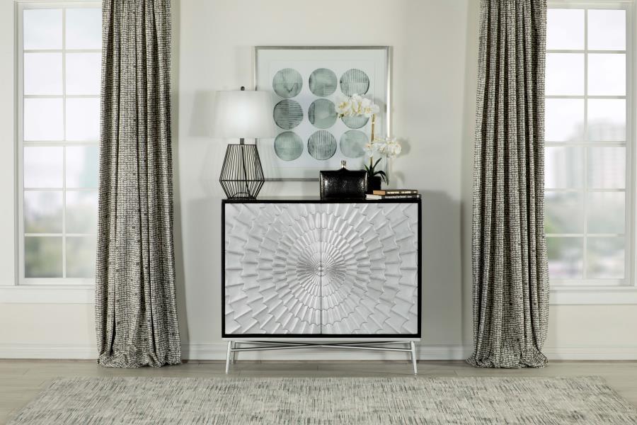 Josie - Rectangular 2-Door Accent Cabinet - Black And Silver Unique Piece Furniture