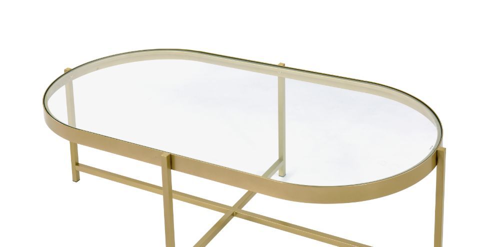 Charrot - Coffee Table - Clear Glass & Gold Finish Unique Piece Furniture