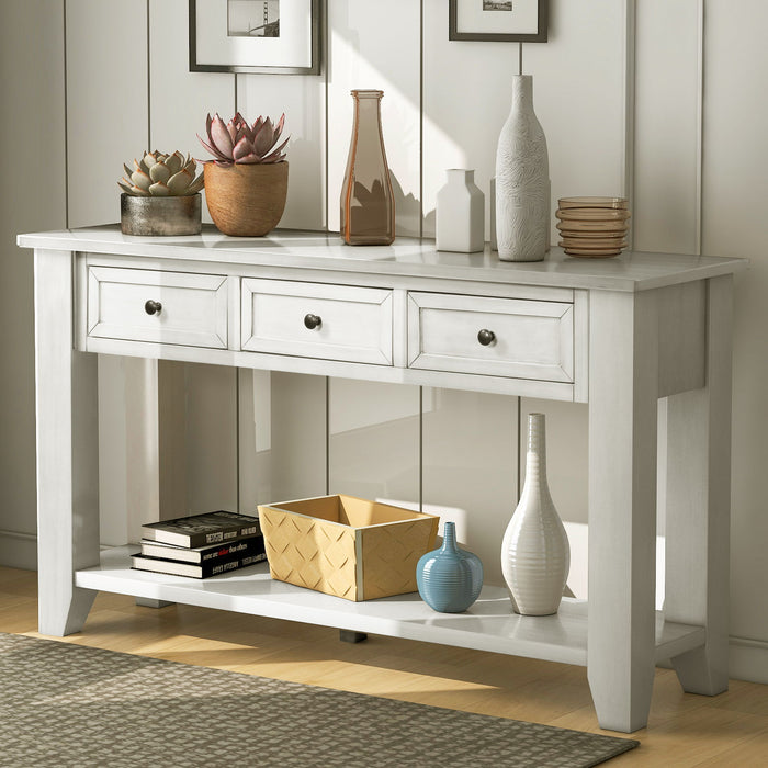 U_Style Modern Console Table Sofa Table For Living Room With 3 Drawers And 1 Shelf - Retro White