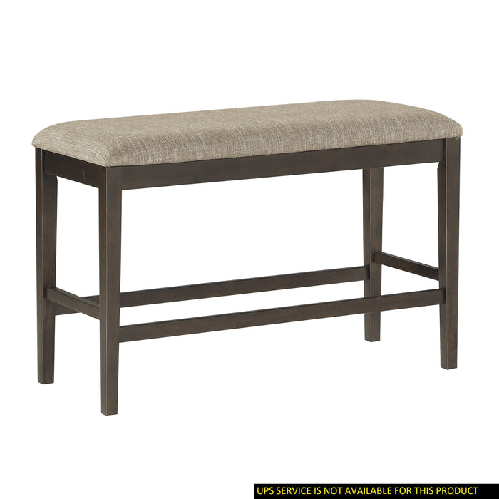 Dark Brown Finish Counter Height Bench 1 Piece Fabric Upholstered Casual Style Dining Room Furniture