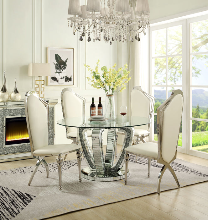 Acme Noralie Dining Table Mirrored & Faux Diamonds
