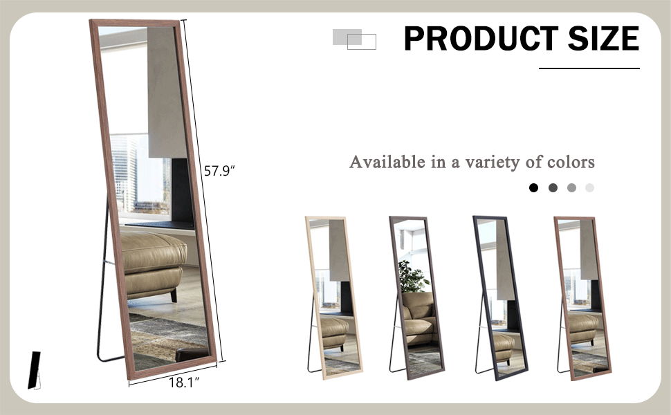 Third Generation Packaging Upgrade, Thickened Border, Brown Wood Grain Solid Wood Frame Full Length Mirror, Dressing Mirror, Bedroom Entrance, Decorative Mirror, And Floor Standing Mirror