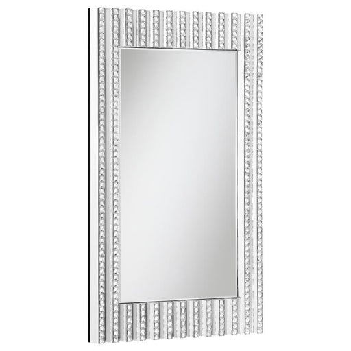 Aideen - Rectangular Wall Mirror With Vertical Stripes Of Faux Crystals Unique Piece Furniture
