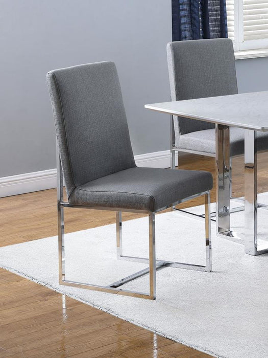 Mackinnon - Upholstered Side Chairs (Set of 2) - Gray And Chrome Unique Piece Furniture