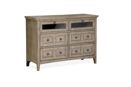 Paxton Place - Wood Media Chest - Dove Tail Grey Unique Piece Furniture