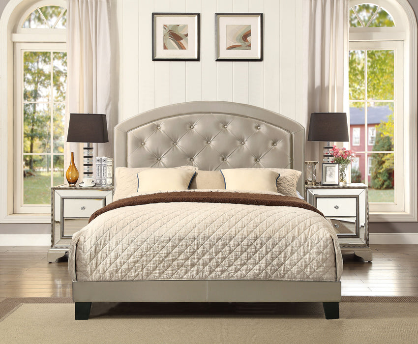 Full Upholstered Platform Bed With Adjustable Headboard 1 Piece Full Size Bed Gold Fabric