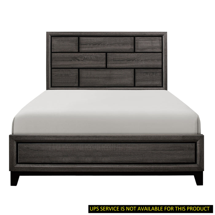 Modern Style Clean Line Design Gray Finish 1 Piece Queen Size Bed Contemporary Bedroom Furniture